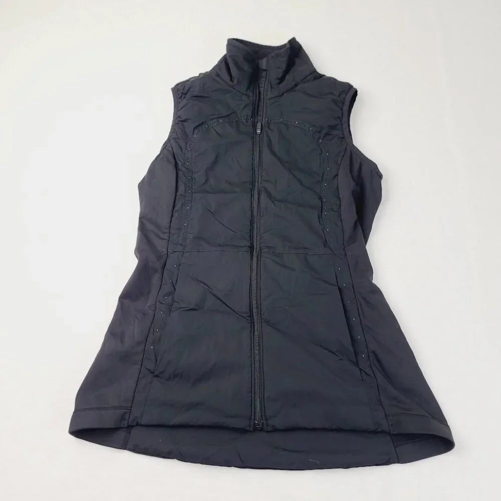 Lululemon Women's Black Primaloft Run For Cold Full-Zip Insulated Vest Size‎ 6